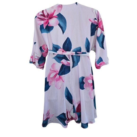 Floral Print A-Line Dress Belt & Button Down fairycore flower power elegant boho - Picture 3 of 4